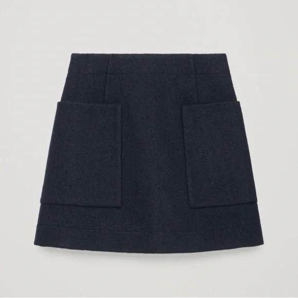 COS Wool Mini Skirt Navy - Picture 1 of 8